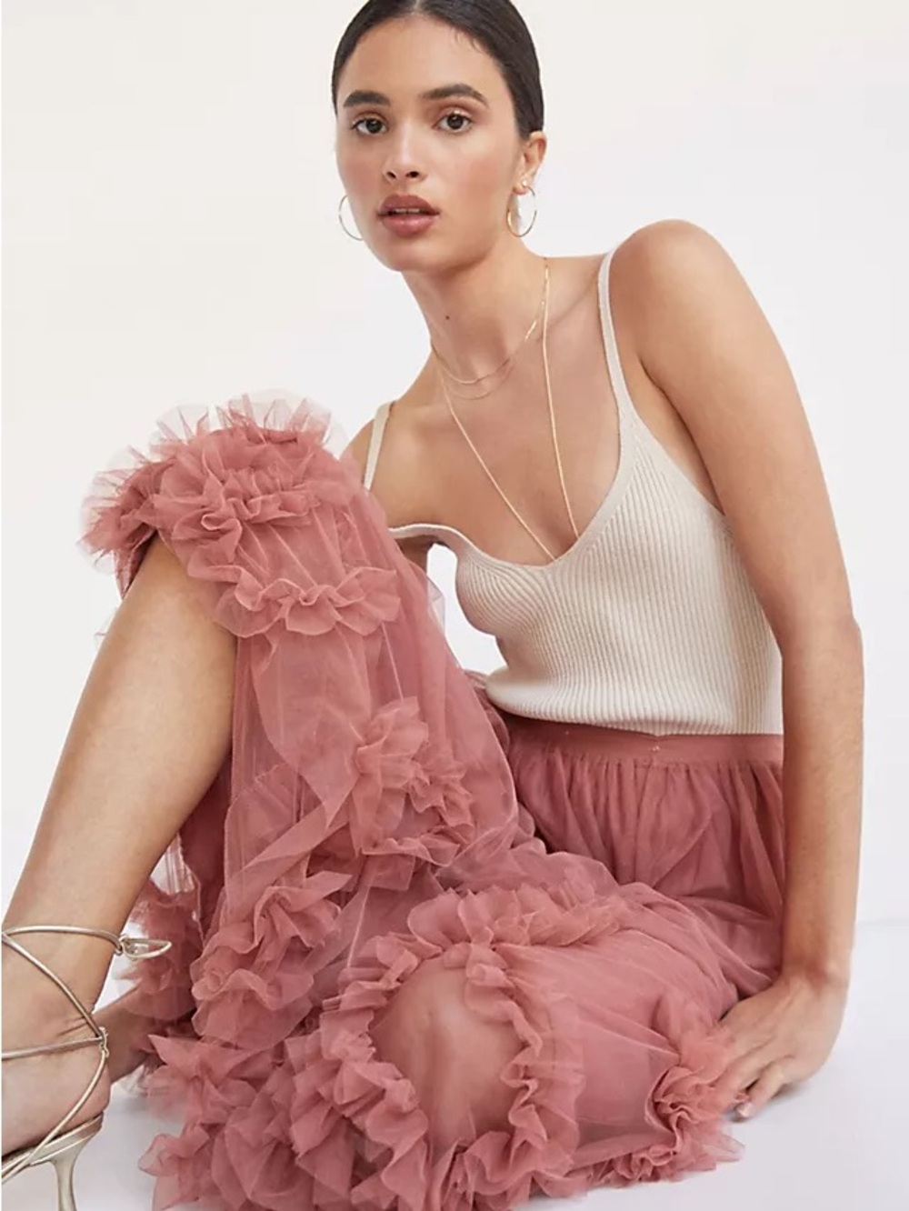 Anthropologie Felicity Tulle Ruffle Skirt in Rose - Picture 2 of 11